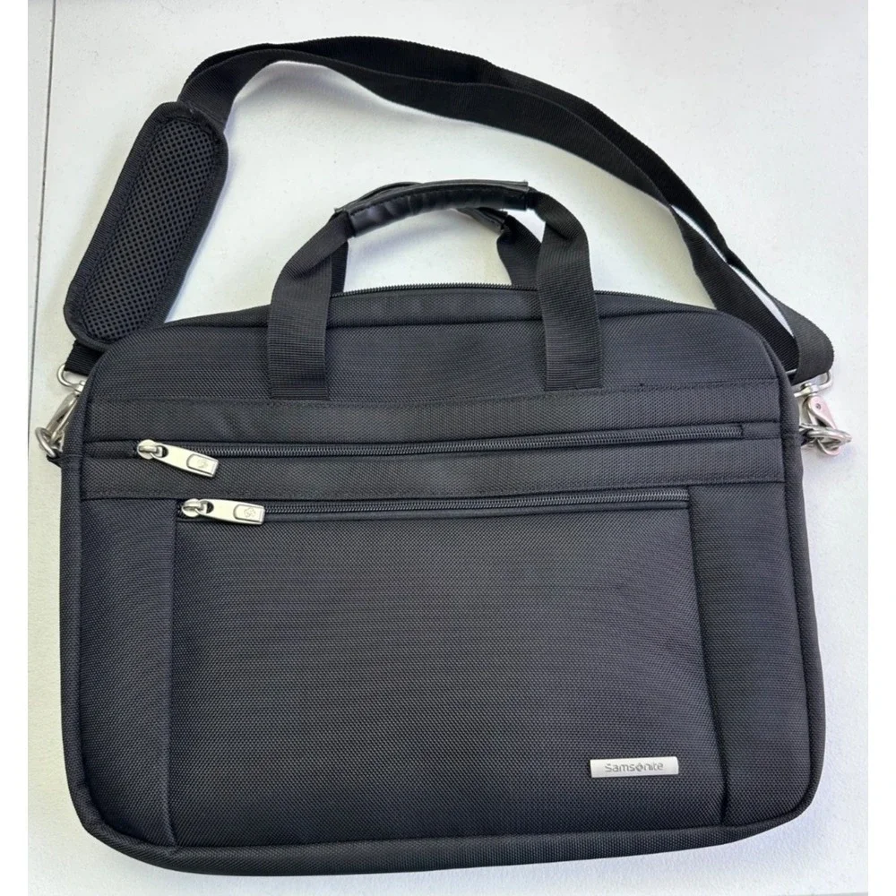Samsonite Briefcase Shoulder Bag 2way Nylon Black Crossbody Laptop Computer